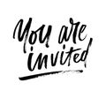 You are invited brush lettering invitation. Modern calligraphy i Royalty Free Stock Photo