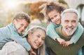 You always leave a piece of your heart at home. a senior couple spending time outdoors with their grandchildren. Royalty Free Stock Photo