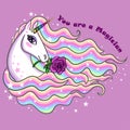 You are a magician. A beautiful, rainbow unicorn with a rose.