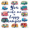 You make me a happy camper card Royalty Free Stock Photo