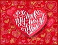 You make my heart smile calligraphy design on red paper