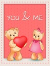 You and Me Happy Valentines Day Poster Two Bears Royalty Free Stock Photo