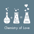 You and me and our chemistry of love. Design for banner, poster or print. Greeting card Valentine`s Day