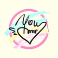 You me - simple love phrase. Hand drawn beautiful lettering on watercolor background Royalty Free Stock Photo