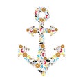 You are my anchor. Cute navy illustration for holidays. Card for Valentines Day, Wedding. Typographical Background