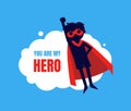 You My Hero Banner, Cute Boy in Superhero Costume and Mask Flying in Sky Vector Illustration Royalty Free Stock Photo