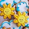 You are my sunshine decorated sugar cookies with royal icing Royalty Free Stock Photo