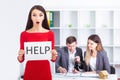 You need help ? The beautiful business woman at office asks of t Royalty Free Stock Photo