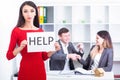 You need help ? The beautiful business woman at office asks of t Royalty Free Stock Photo