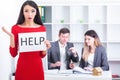 You need help ? The beautiful business woman at office asks of t Royalty Free Stock Photo