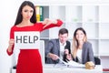 You need help ? The beautiful business woman at office asks of t Royalty Free Stock Photo