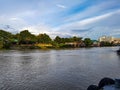 Ferry cross river from station to city centre wat mahathat temple Ayuthaya Thailand