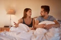 Are you not attracted to me anymore. a young couple arguing in bed. Royalty Free Stock Photo