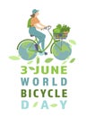 World bicycle day. International event. Vertical vector poster Royalty Free Stock Photo