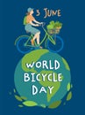 World bicycle day. International event. Vertical vector poster Royalty Free Stock Photo