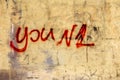 You number one written, painted on concrete wall. expression Wall art like Graffiti Royalty Free Stock Photo