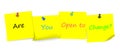 Are You Open to Change, message on note paper with pin Royalty Free Stock Photo