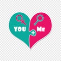 You Plus Me. Love. Puzzle Two Pieces Heart Clip art