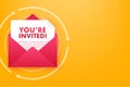 You re invited Badge icon. Written Inside An Envelope Letter. Vector illustration.