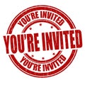 You`re invited grunge rubber stamp Royalty Free Stock Photo