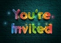 You're invited in a rainbow gradient font text for birthday invitations