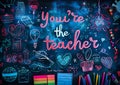You're the teacher chalkboard poster Royalty Free Stock Photo