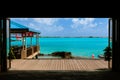 Are you ready for adventure? Your journey begins here! Maldives Small Airplane Airport Royalty Free Stock Photo