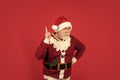 are you ready. enjoy the winter holiday. delivery new year gifts. Christmas online shopping. santa claus with white Royalty Free Stock Photo