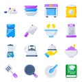 Pack of Kitchen Equipment Flat Icons