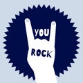 You rock poster template. Devil's horns sign Royalty Free Stock Photo