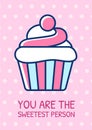 You are sweetest person greeting card with color icon element