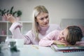 You tired. education at home. Royalty Free Stock Photo