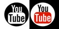 YOU TUBE LOGO ICON.CIRCLE BLACK AND WHITE AND COLOR Royalty Free Stock Photo