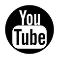 YOU TUBE LOGO ICON.CIRCLE BLACK AND WHITE