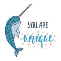 You are unique. Handwritten inspirational quote