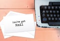 You`ve got mail on envelop letters stack with typewriter, vintag Royalty Free Stock Photo