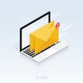 You`ve got mail,isometric Email laptop notifications Royalty Free Stock Photo