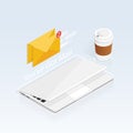 You`ve got mail,isometric Email laptop notifications vector Royalty Free Stock Photo