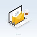 You`ve got mail,isometric Email laptop notifications vector