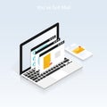 You`ve got mail,isometric Email laptop notifications vector