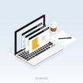 You`ve got mail,isometric Email laptop notifications vector Royalty Free Stock Photo