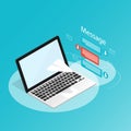 You`ve got mail,isometric laptop send message rocket paper,application notifications vector Royalty Free Stock Photo