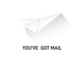 You`ve got mail vector illustration with flying paper airplane.