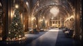 You are welcomed into a world of luxury and holiday cheer by a huge entrance hall decorated with shimmering Christmas lights and a