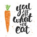 You are what you eat, modern ink brush calligraphy with splash.