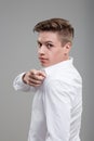 You! White shirt, backward glance, cool, collected demeanor Royalty Free Stock Photo