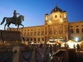 Christmas atmosphere at Christkindlmarkt, Vienna`s largest and best-known Christmas market. They take place annually on the Rathau