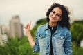 You will find peace and happiness in this city. Portrait of a beautiful teenage girl outdoors. Royalty Free Stock Photo