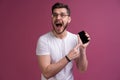 You will have problems man! Portrait of angry confused aggressive in bad mood guy shouting threatening in the loud Royalty Free Stock Photo