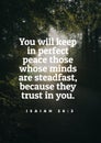 You will keep in perfect peace those whose minds are steadfast, because they trust in you Isaiah 2